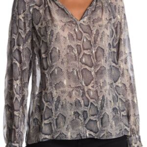 Gray Gold Black Snakeskin Rebecca Taylor Blouse new NWT spring